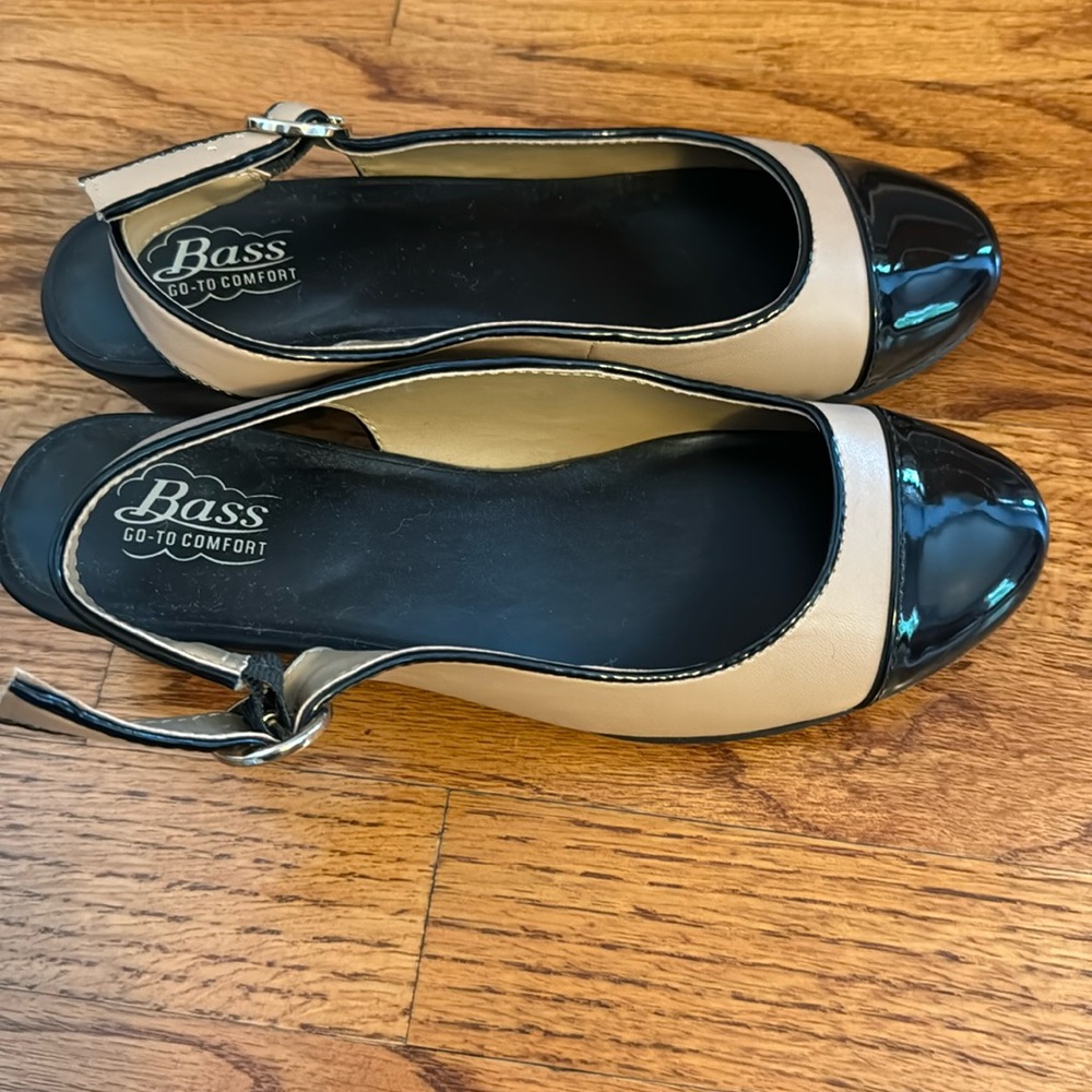 Black and tan comfortable work or casual shoes